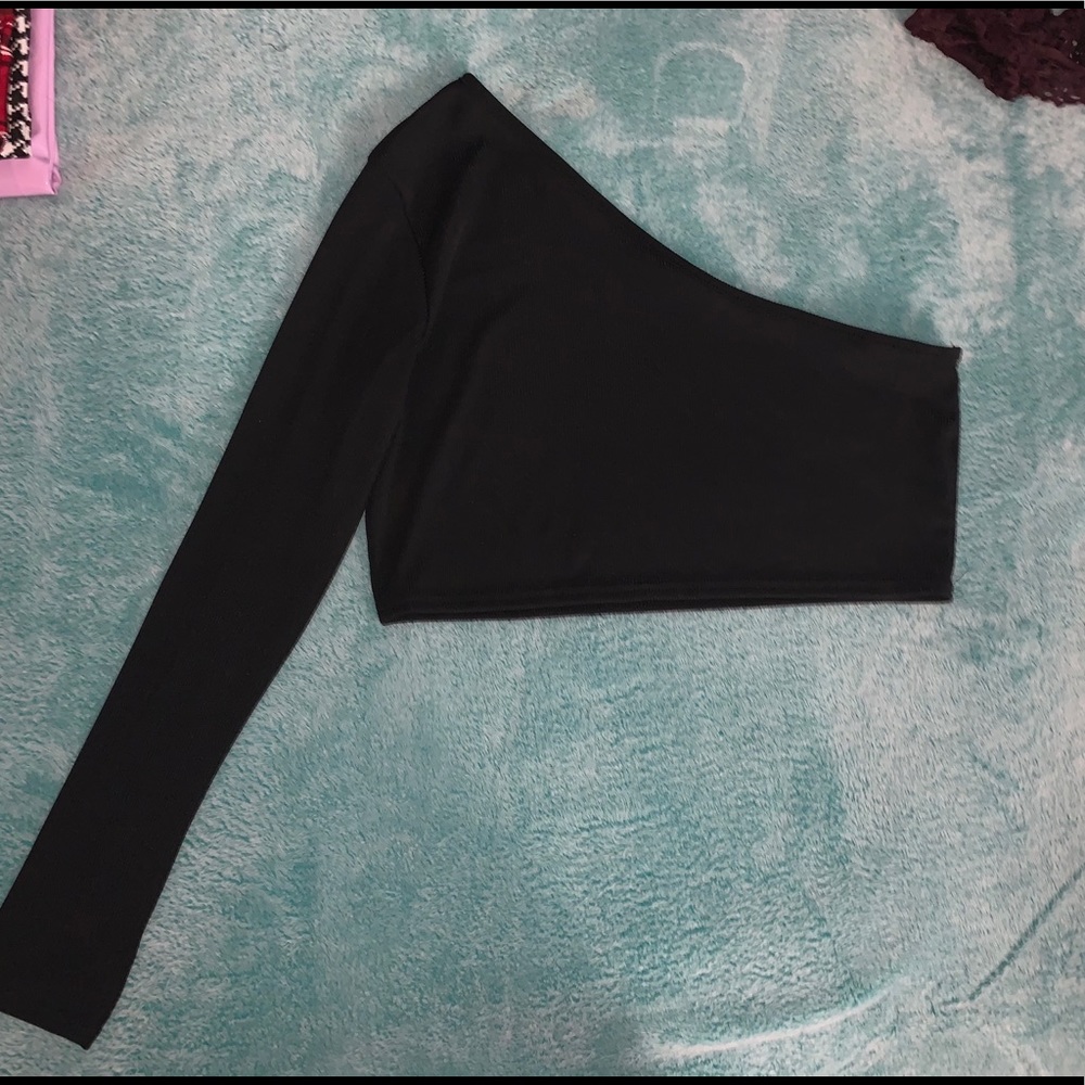 One shoulder ribbed basic crop top